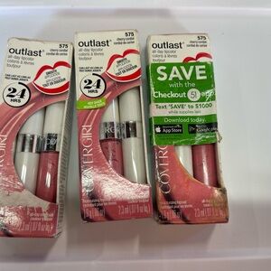 3 Covergirl Outlast All-Day Lip Color 24 Hrs Lipstick 575 Cherry Cordial - NEW